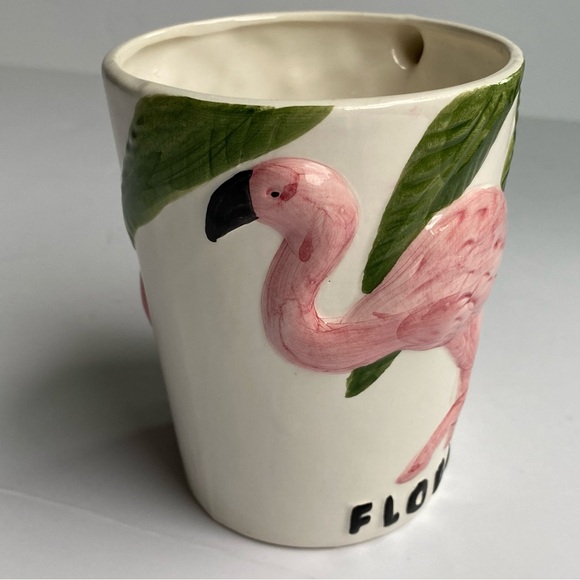 Vintage Flamingo Mug Embossed Pink White 1992 Ceramic says Florida Birds Nature - Picture 3 of 15